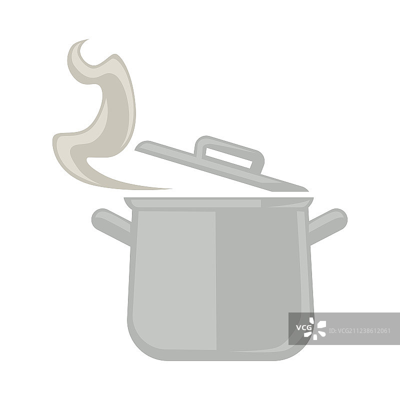 带敞开盖子和蒸汽的金属平底锅图片素材