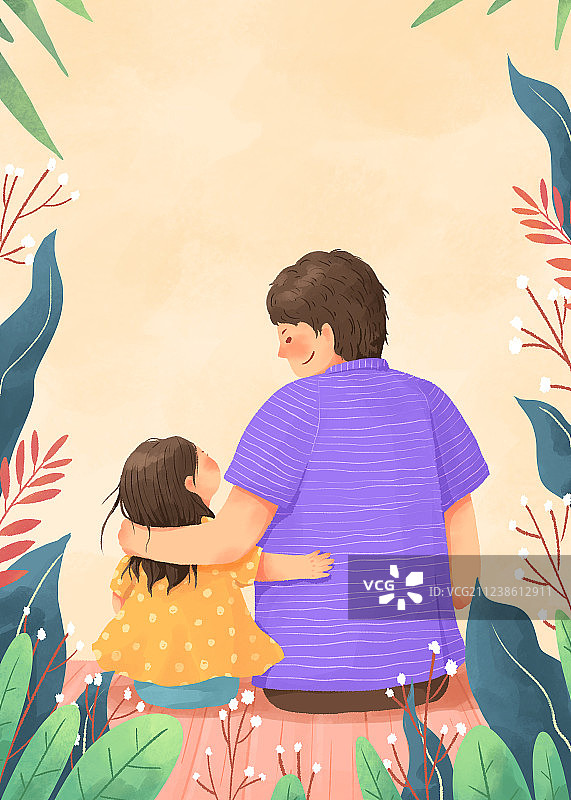 开心的父女俩插画2图片素材