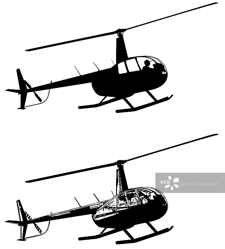 直升机轮廓和草图图片素材