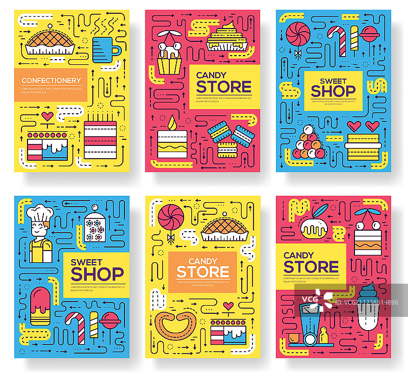 快乐的人们烘焙宣传册卡片集图片素材