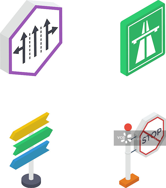 道路标志2.5D素材包图片素材