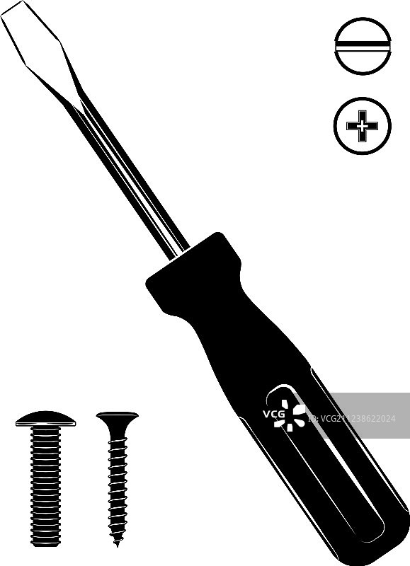 螺丝刀、螺钉和螺栓图标集图片素材