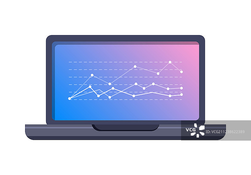 屏幕上有图形的笔记本电脑图标图片素材