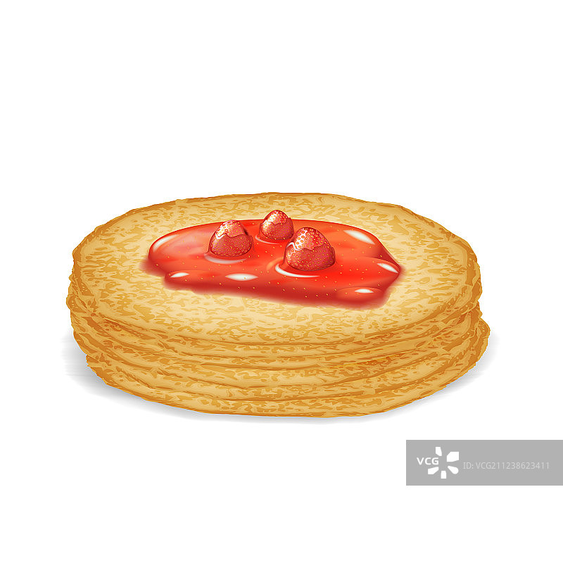 加黄油草莓酱的热煎饼图片素材