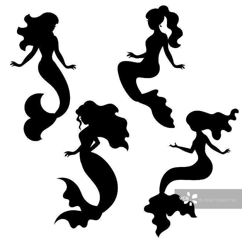 美人鱼剪影图片素材
