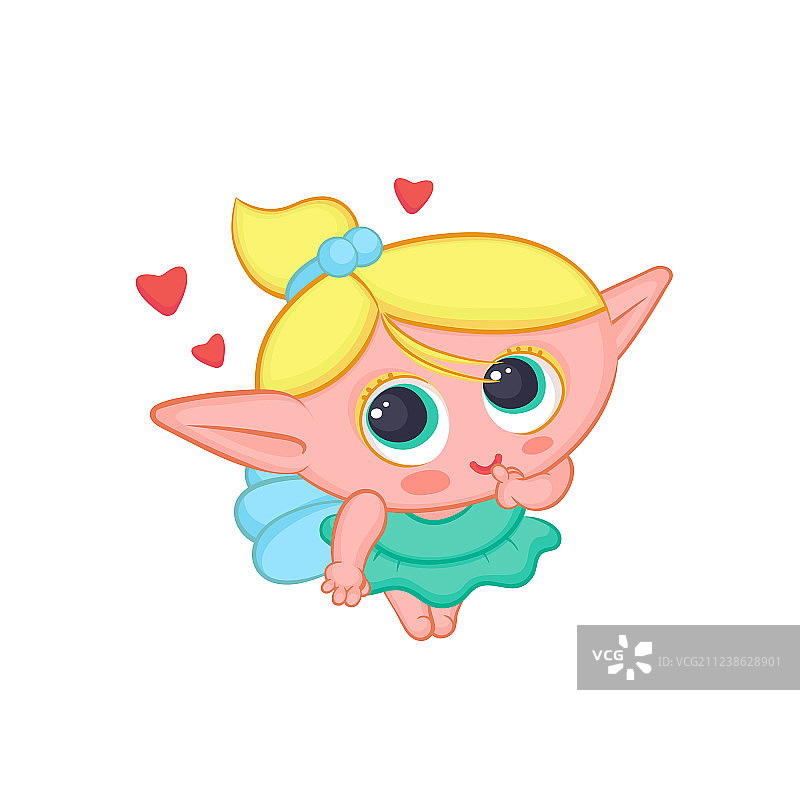 长着翅膀的可爱金发精灵女孩图片素材