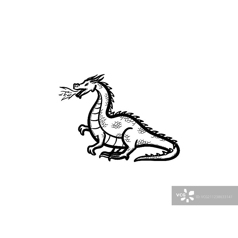 手绘喷火龙草图图标图片素材