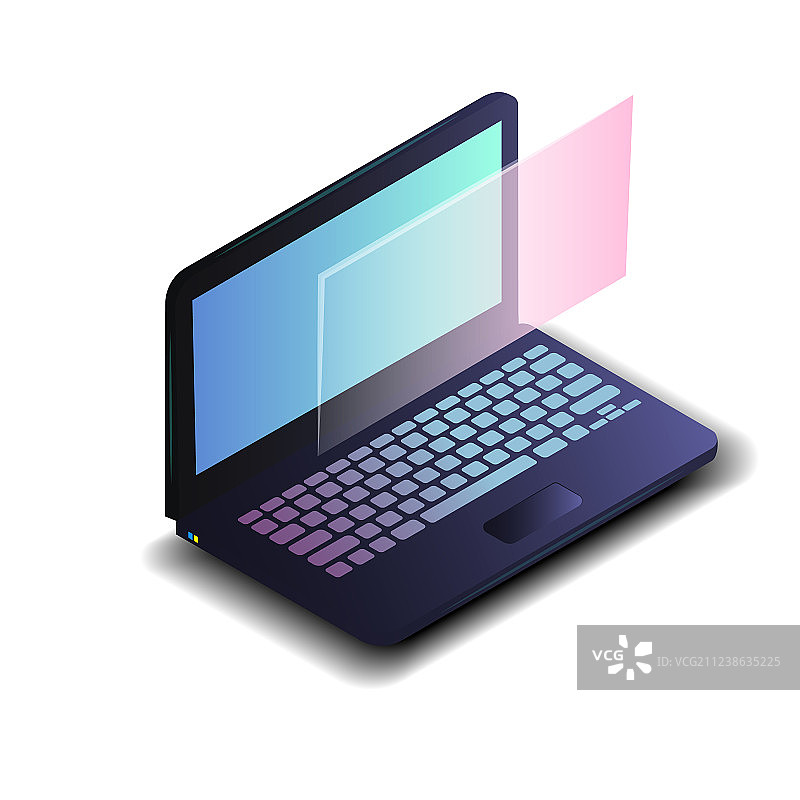 2.5D蓝色渐变屏幕笔记本电脑图片素材