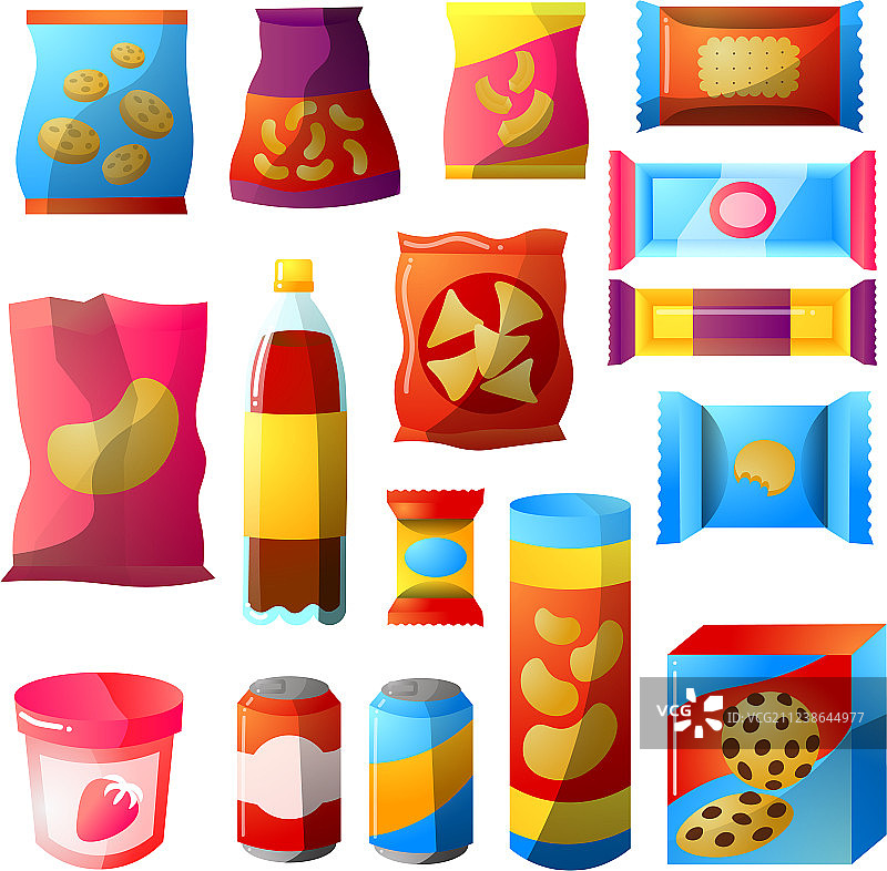 快餐自动售货产品包装设计套装图片素材