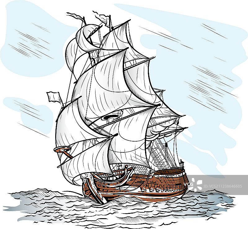 风力驱动的船图片素材