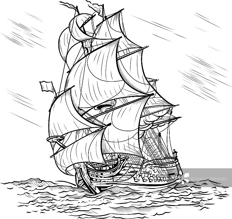 白色背景上的风力驱动船图片素材