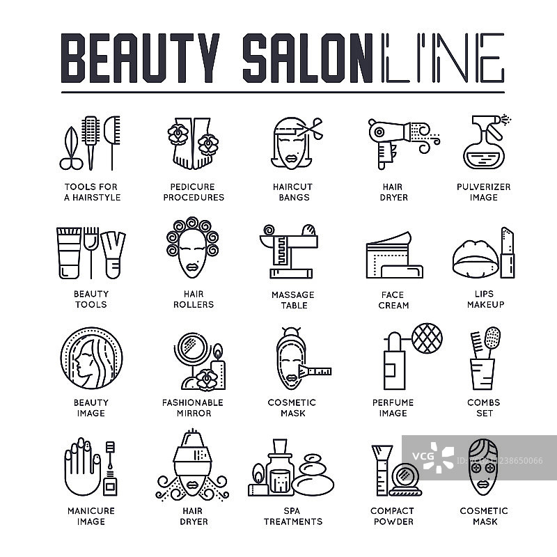 纤细线条美容沙龙产品系列图片素材