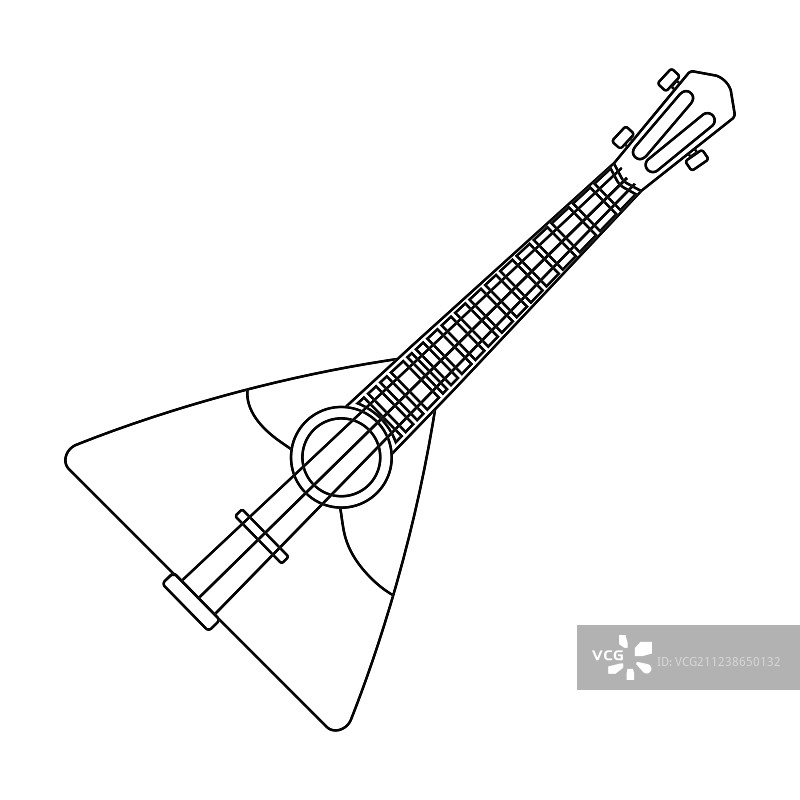 巴拉莱卡图标，线框风格，白色背景图片素材