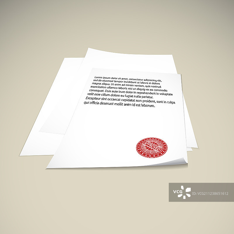 米色背景上的纸张橡皮图章样机图片素材