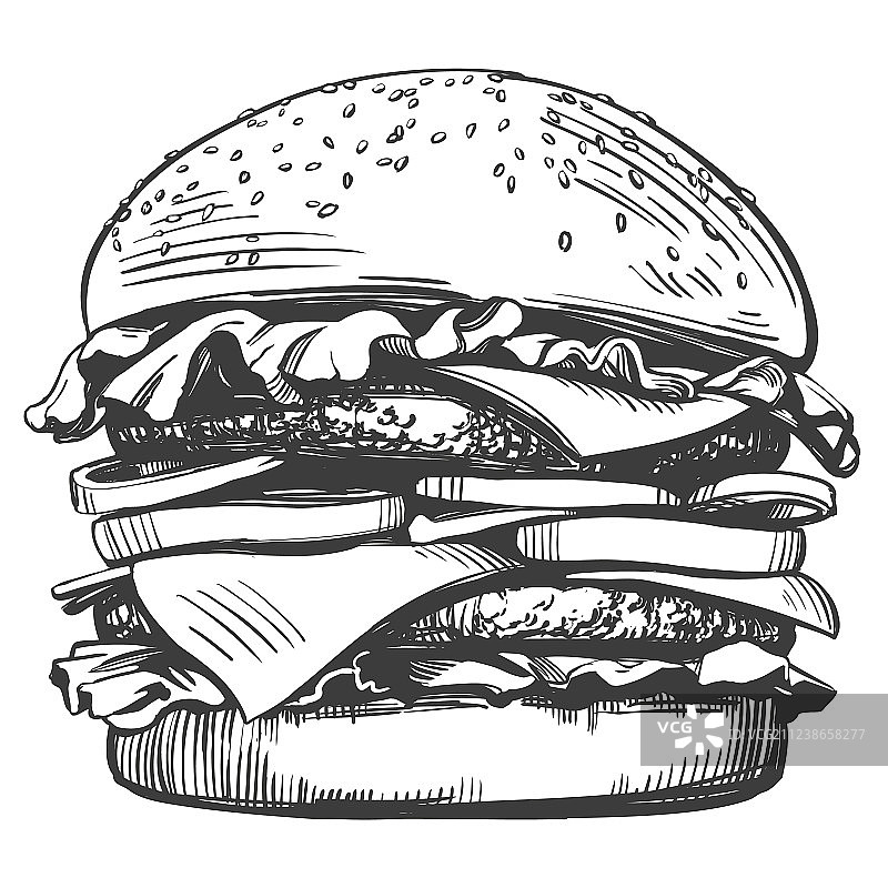 手绘大汉堡图片素材