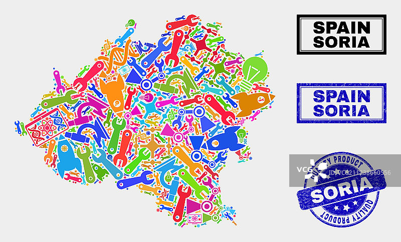 索里亚省工业地图拼贴图片素材