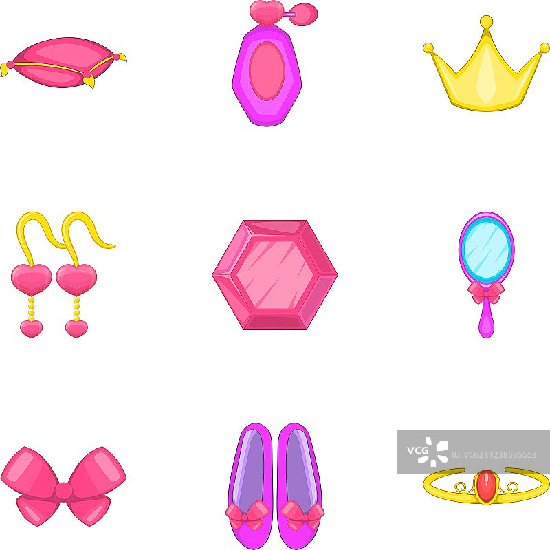 卡通风格的小女孩配饰图标图片素材