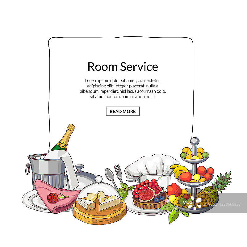 手绘餐厅或客房服务图片素材
