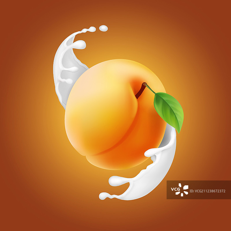 逼真的牛奶飞溅中的成熟杏子图片素材