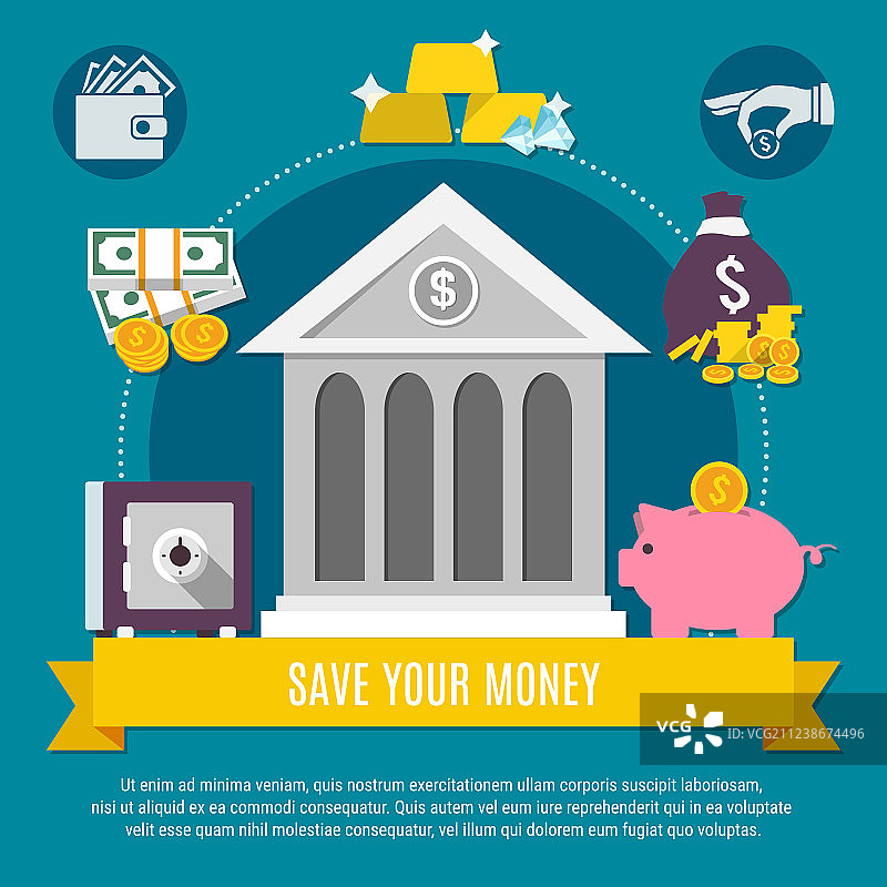 金钱扁平风格宣传单图片素材