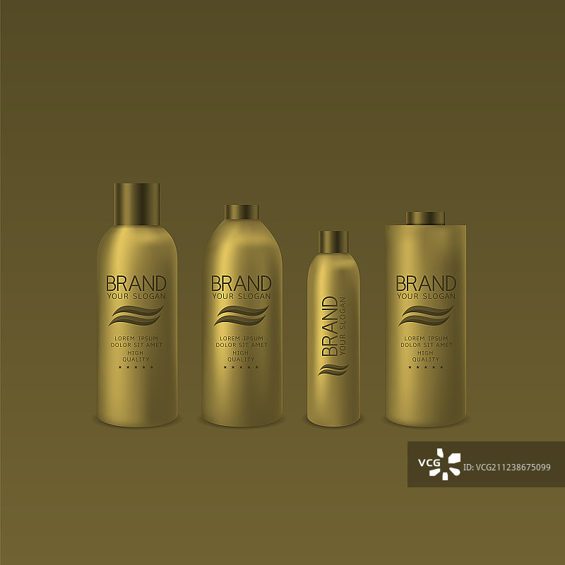 金色洗发水和泡沫瓶图片素材