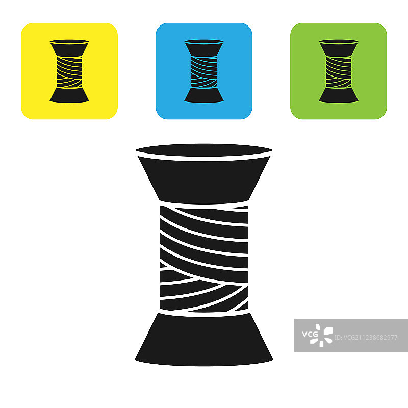 线轴上的黑色缝纫线图标图片素材