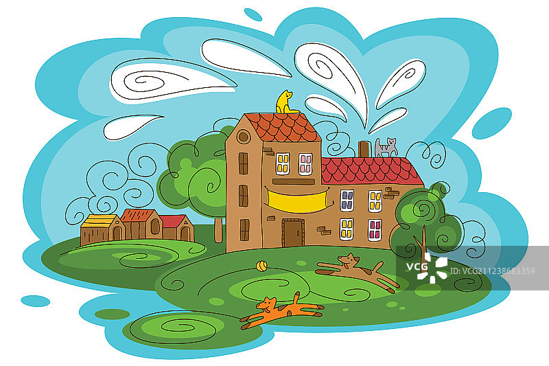 有可爱动物的动物收容所图片素材