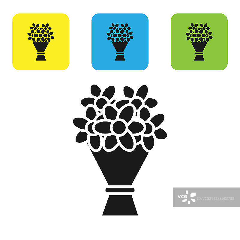 白色背景上的黑色花束图标图片素材