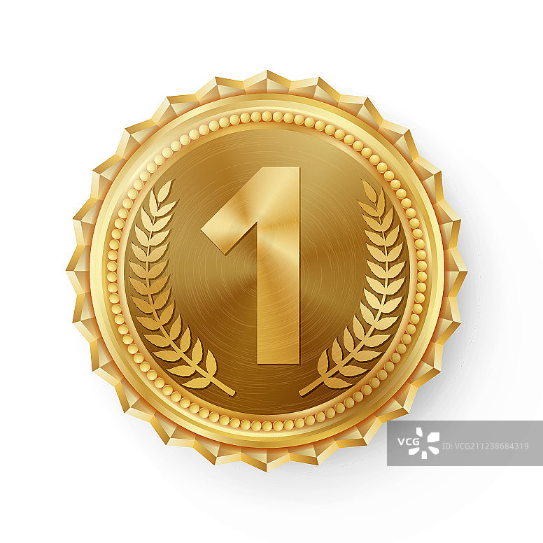 金色奖牌圆形冠军标签图片素材