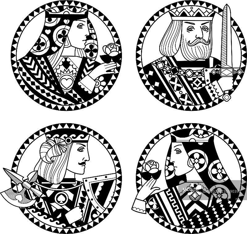 带扑克牌人脸的圆形图片素材