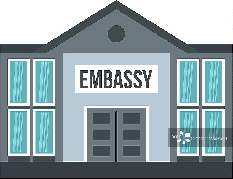 大使馆图标扁平风格图片素材