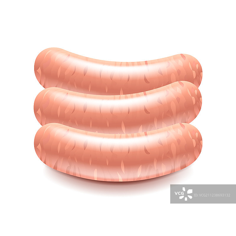 白色背景上用于烧烤的生香肠图片素材