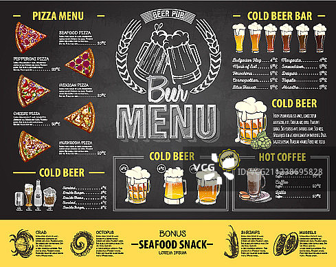 复古粉笔手绘啤酒菜单设计图片素材