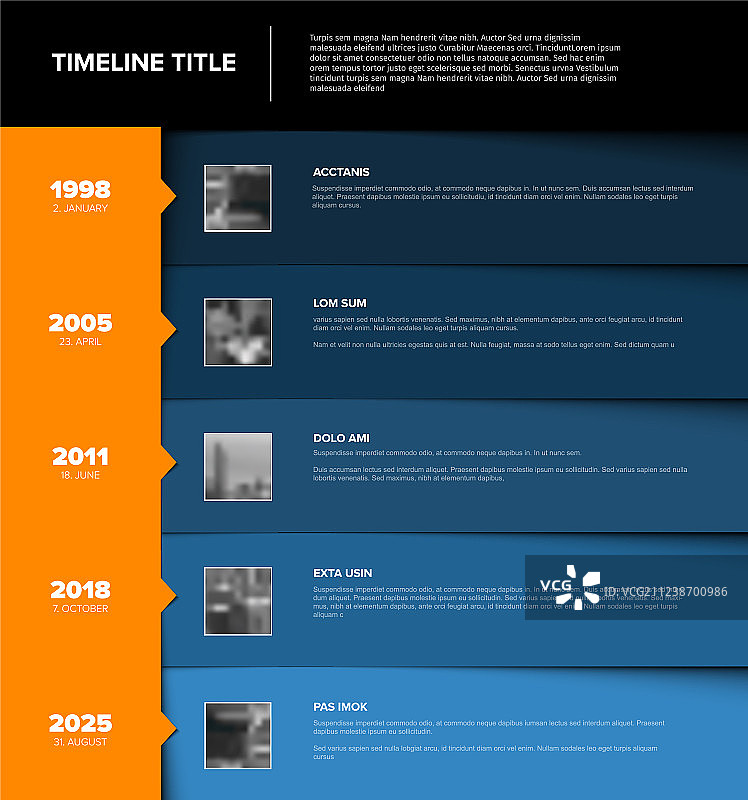 带有蓝色块和照片的时间轴模板图片素材
