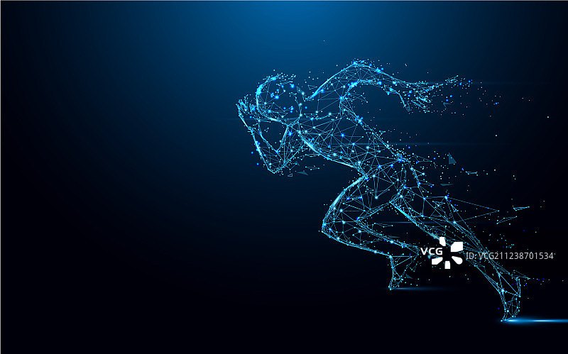 线条和三角形构成的抽象跑步男人图片素材