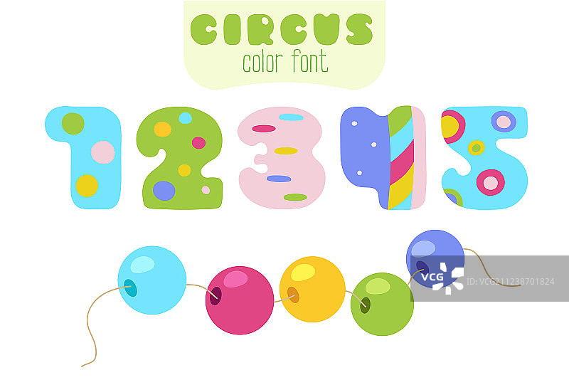 卡通数字12345和吊索珠子图片素材