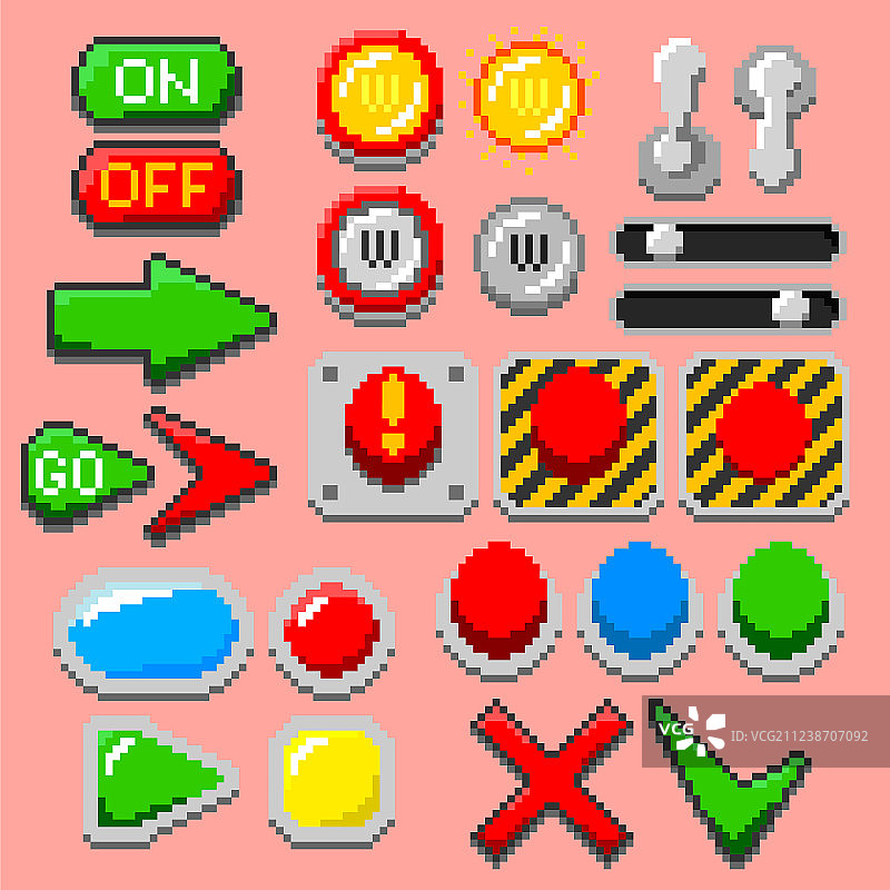 像素风箭头按钮指示灯图片素材