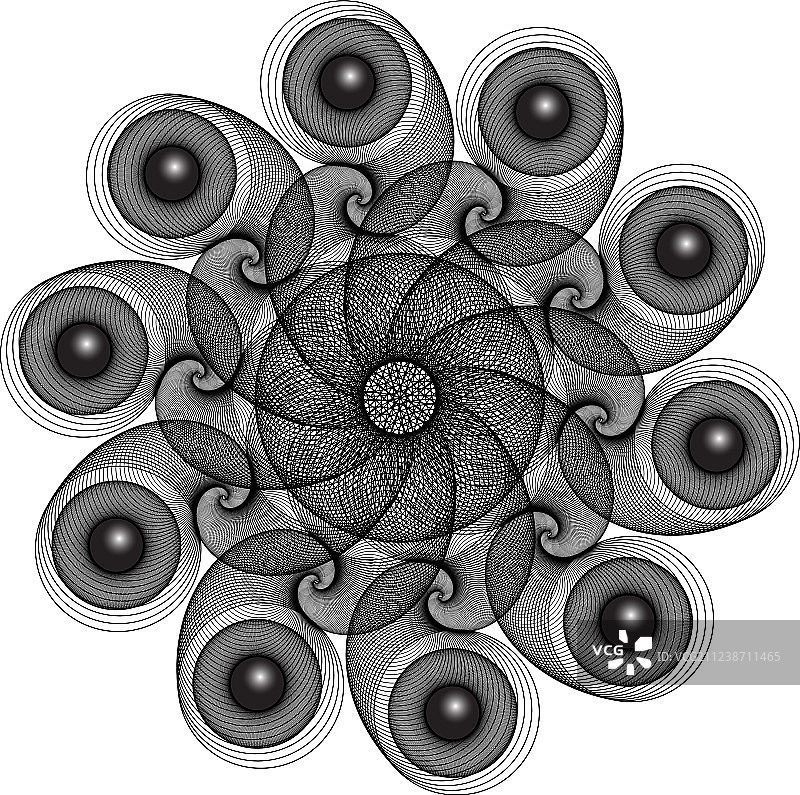 梦幻抽象线条几何花卉图片素材