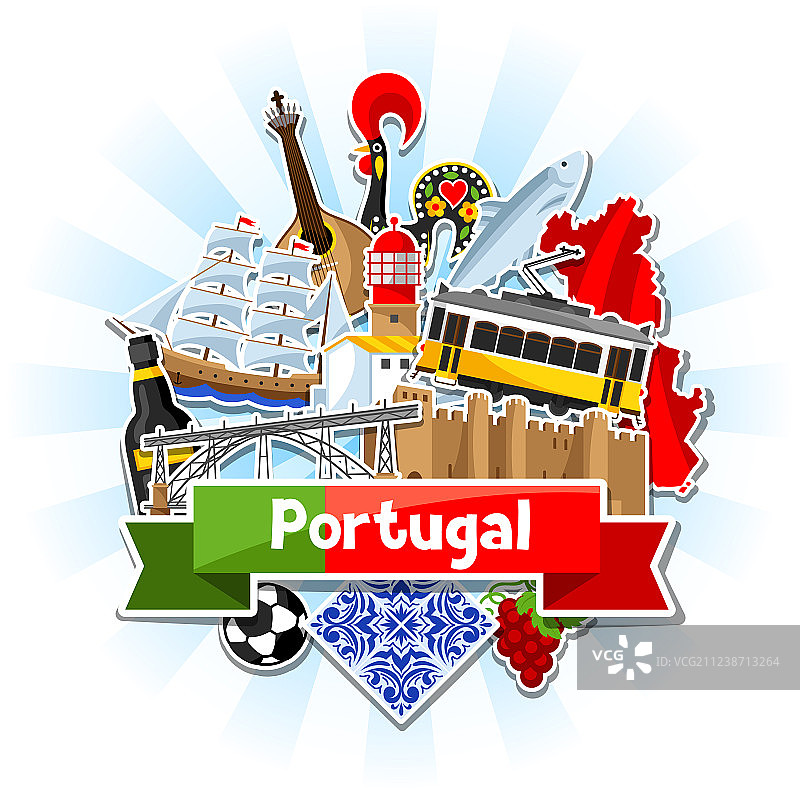 带有葡萄牙贴纸的背景图片素材