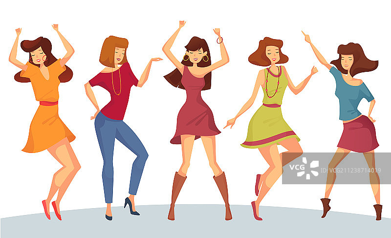 参加派对或迪斯科的女性舞蹈合集图片素材