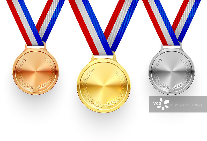 带缎带的金银铜牌图片素材