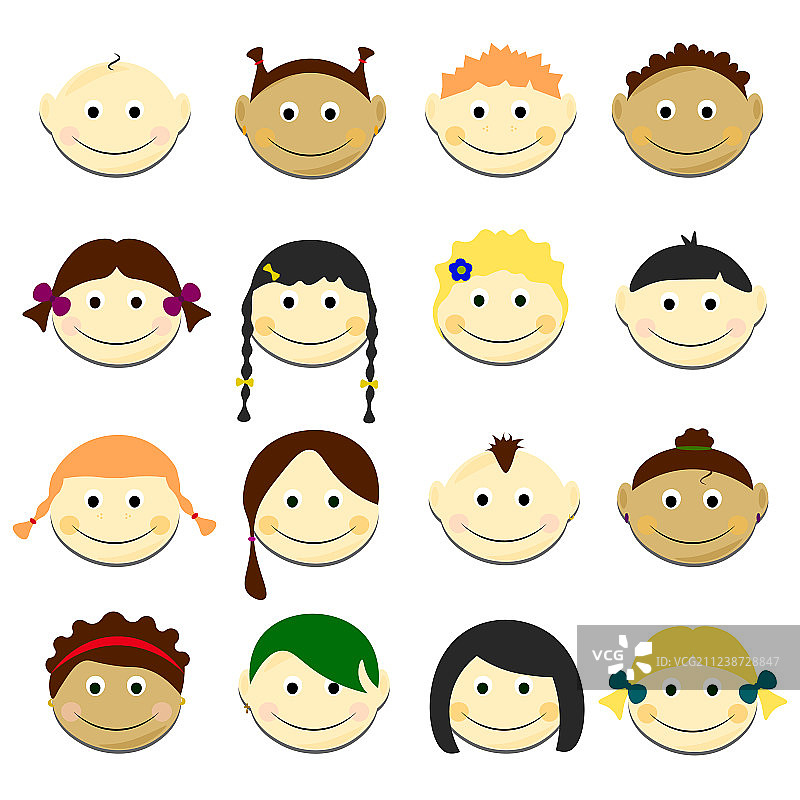 儿童面部肖像合集图片素材