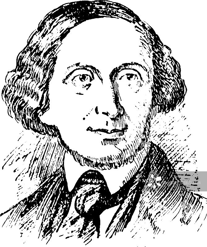 汉斯·克里斯汀·安徒生复古照图片素材