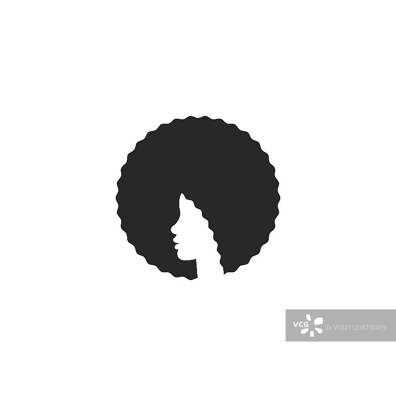 非洲裔美国女孩头像，爆炸头标志图片素材