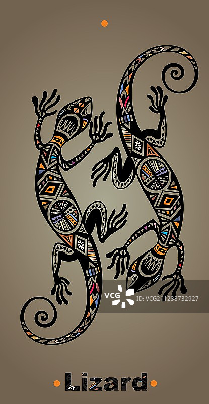 纹身风格的壁虎图片素材