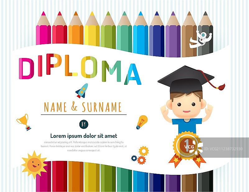 儿童毕业证书幼儿园模板图片素材