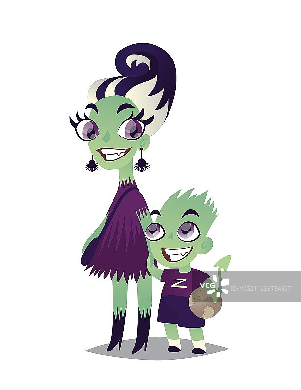 怪物家庭：僵尸母亲和她的儿子图片素材