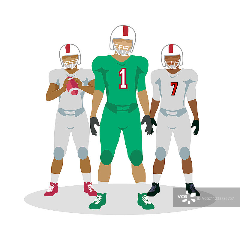 配备球的美式橄榄球运动员图片素材