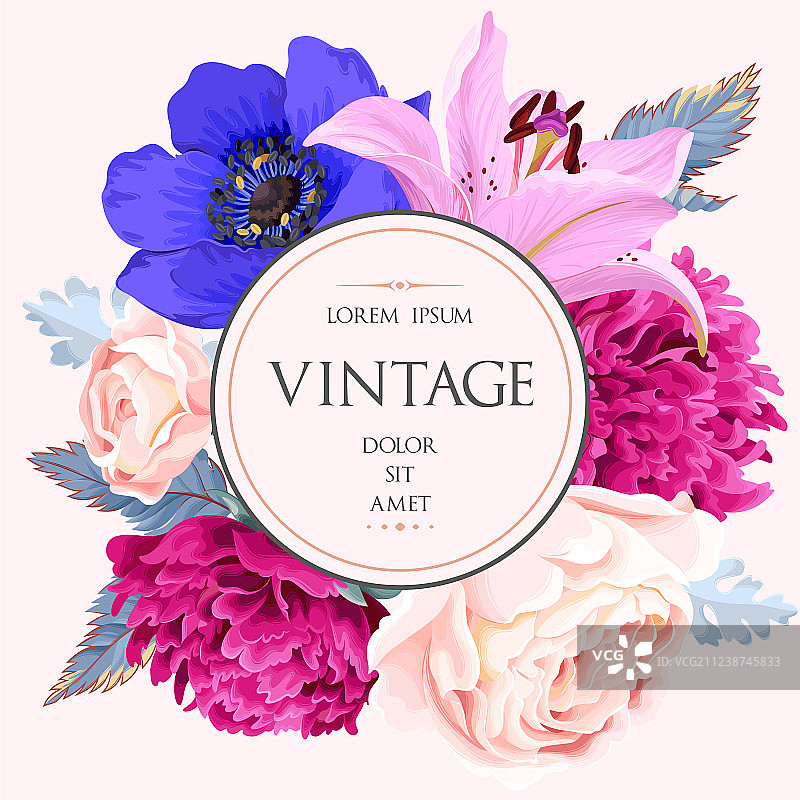 鲜花复古卡片图片素材