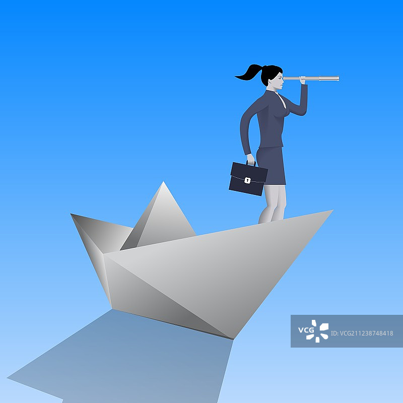 纸船游泳商业概念图片素材